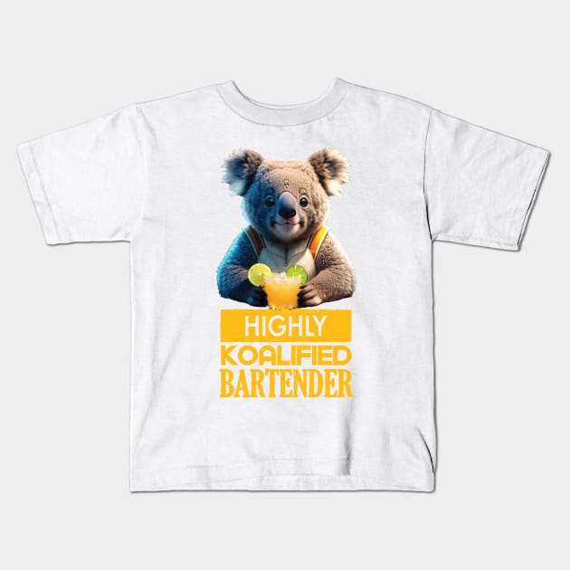 Just a Highly Koalified Bartender Koala 4 Kids T-Shirt by Dmytro